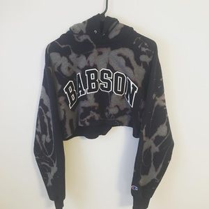 Champion custom Babson crop top hoodie